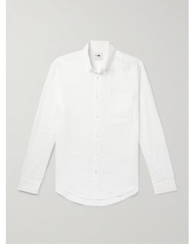 NN07 Arne Button-down Collar Linen Shirt - White