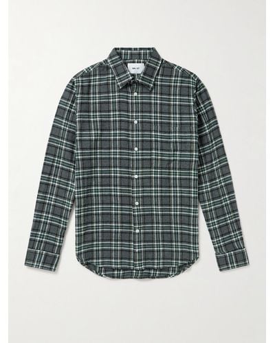 NN07 Arne 5166 Checked Cotton-flannel Shirt - Green