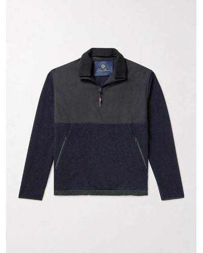 Loro Piana Cashmere And Virgin Wool-blend Shell Half-zip Sweatshirt - Blue