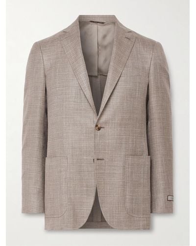 Canali Kei Unstructured Wool And Silk-blend Blazer - Brown