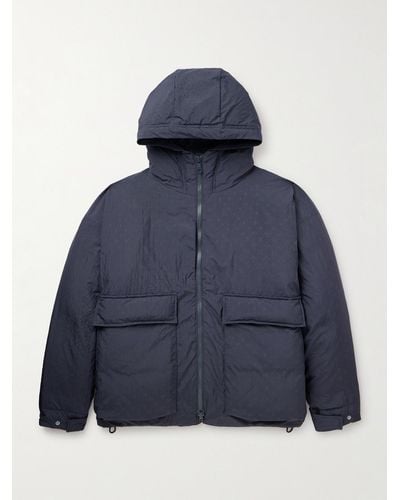 Blue Blue Japan Textured-shell Hooded Down Jacket - Blue