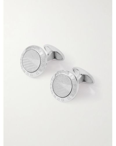 Dunhill Logo-engraved Silver-tone Cufflinks - Metallic