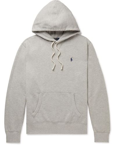 Polo Ralph Lauren Logo-embroidered Cotton-blend Jersey Hoodie - Gray