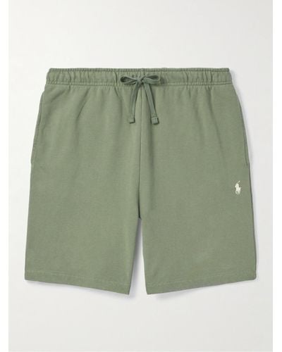 Polo Ralph Lauren Straight-leg Logo-embroidered Cotton-jersey Drawstring Shorts - Green