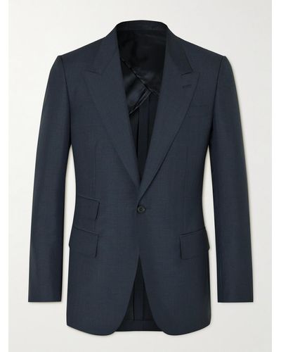 Kingsman Slim-fit Checked Mohair And Wool-blend Suit Jacket - Blue