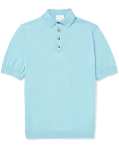 Allude Cotton And Cashmere-blend Polo Shirt - Blue