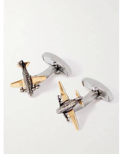 Paul Smith Logo-engraved Silver And Gold-tone Cufflinks - Metallic