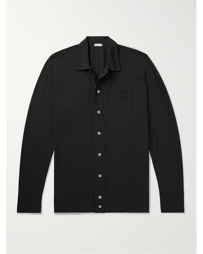 Incotex Slim-fit Icecotton-crepe Shirt - Black