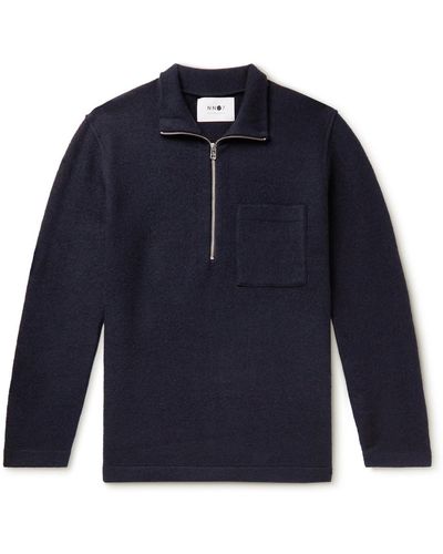 NN07 Anders Merino Wool Half-zip Sweater - Blue