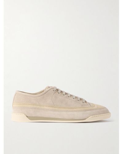 John Lobb Court Two-tone Suede Trainers - Natural