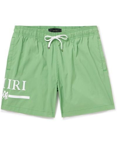 Amiri Straight-leg Mid-length Logo-print Swim Shorts - Green