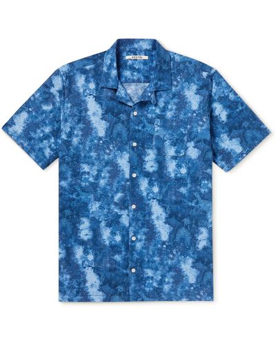 Kestin Crammond Convertible-collar Printed Cotton-seersucker Shirt - Blue
