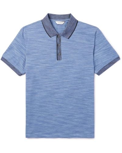 Club Monaco Space-dyed Stretch-cotton Polo Shirt - Blue