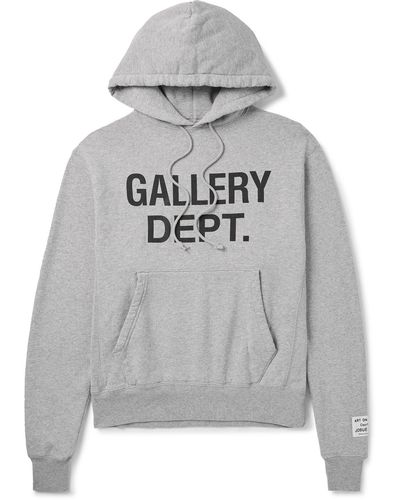 GALLERY DEPT. Logo-print Appliquéd Cotton-jersey Hoodie - Gray