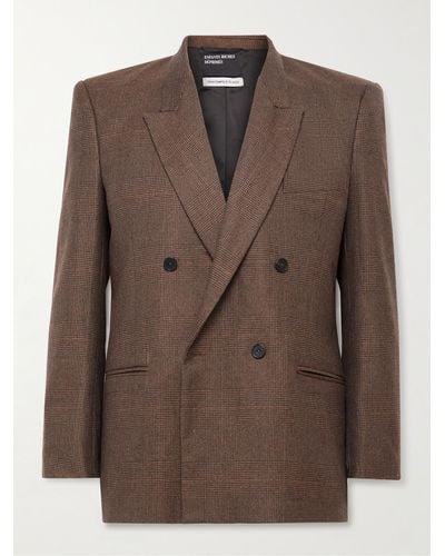 Enfants Riches Deprimes Florence-daytrip Double-breasted Houndstooth Wool-blend Blazer - Brown