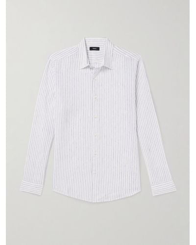 Theory Irving Striped Linen Shirt - White