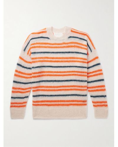 Isabel Marant Dimitri Striped Brushed Open-knit Jumper - Orange