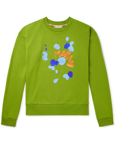 Marni Logo-print Cotton-jersey Sweatshirt - Green
