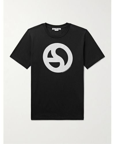 Acne Studios T-shirt in jersey di misto cotone e lyocell con logo Everest - Nero