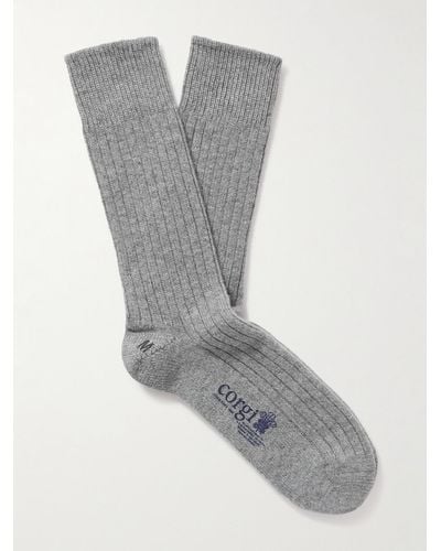 Kingsman Ribbed Cashmere Socks - Grey