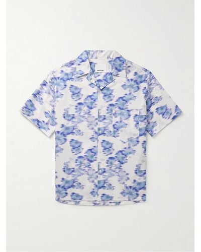 Isabel Marant Lazlo Camp-collar Printed Cotton-voile Shirt - Blue