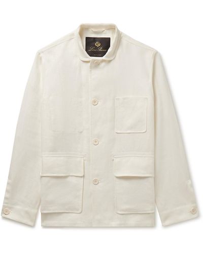 Loro Piana Spagna Herringbone Linen Jacket - White