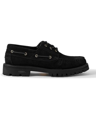VINNY'S Aztec Suede Boat Shoes - Black