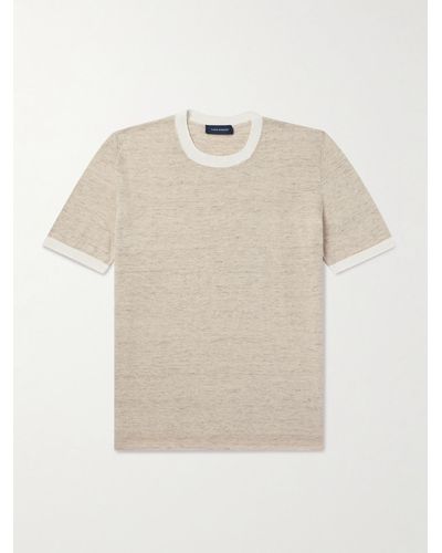 Thom Sweeney T-shirt in misto lino e cotone - Neutro