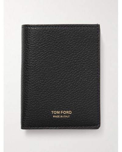 Tom Ford Aufklappbares Kartenetui aus vollnarbigem Leder - Schwarz