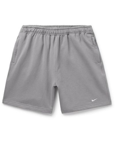 Nike Solo Swoosh Wide-leg Cotton-blend Jersey Shorts - Gray
