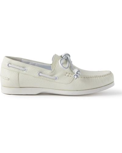 Manolo Blahnik Sidmouth Full-grain Leather Boat Shoes - White