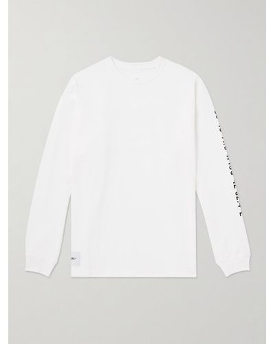 WTAPS Logo-appliquéd Printed Cotton-jersey T-shirt - White