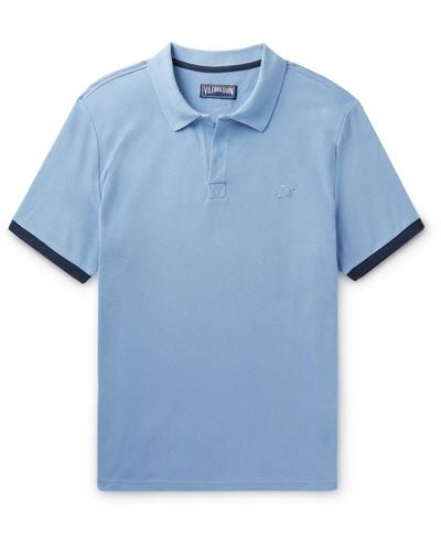 Vilebrequin Logo-embroidered Cotton-piqué Polo Shirt - Blue