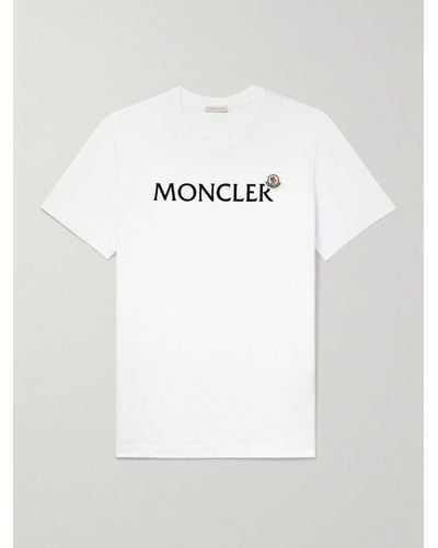Moncler T-shirt in jersey di cotone con logo floccato - Grigio