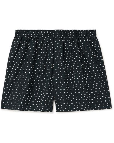 Sunspel Printed Cotton Boxer Shorts - Black