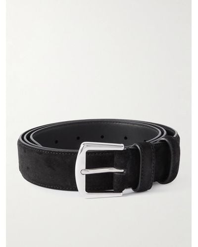 Loro Piana 3.5cm Suede Belt - Black