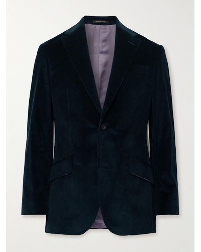 Richard James Slim-fit Unstructured Cotton-corduroy Suit Jacket - Blue