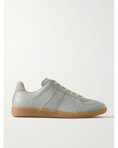 Maison Margiela Replica Leather And Suede Trainers - Grey