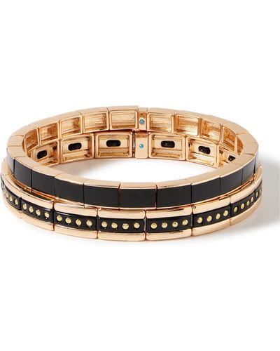 Roxanne Assoulin Set Of Two Gold-tone And Enamel Beaded Bracelets - Metallic