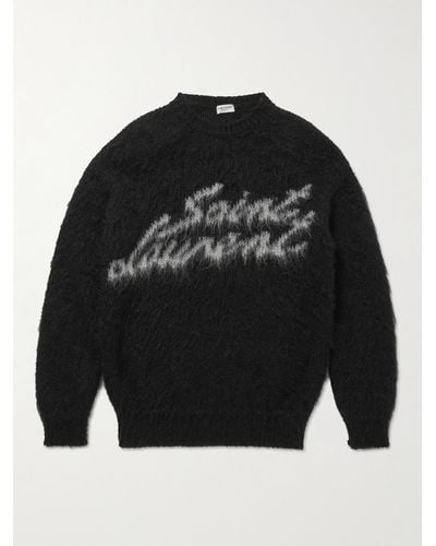 Saint Laurent Mohair-wool Logo Sweater - Black