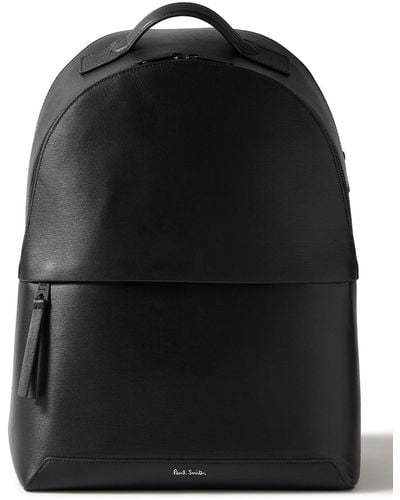 Paul Smith Logo-jacquard Webbing-trimmed Textured-leather Backpack - Black