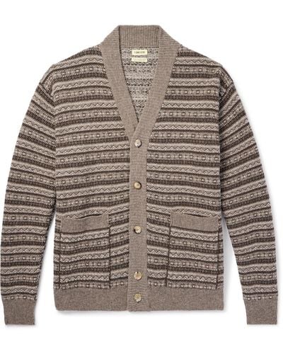 De Bonne Facture Striped Wool Cardigan - Gray