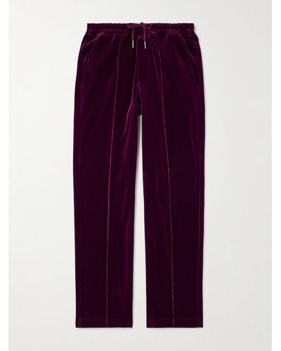 Tom Ford Straight-leg Cotton-blend Velour Track Trousers - Purple