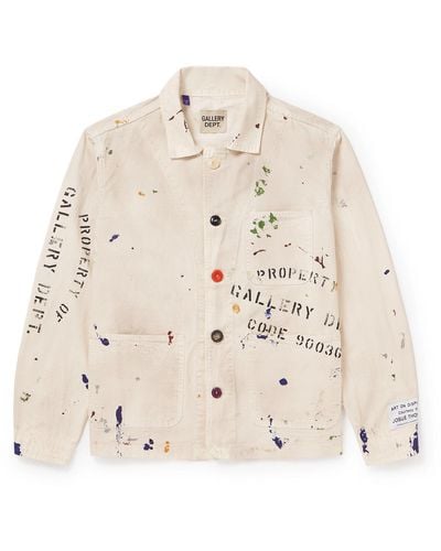GALLERY DEPT. Ep Paint-splattered Logo-print Cotton-ripstop Jacket - Natural