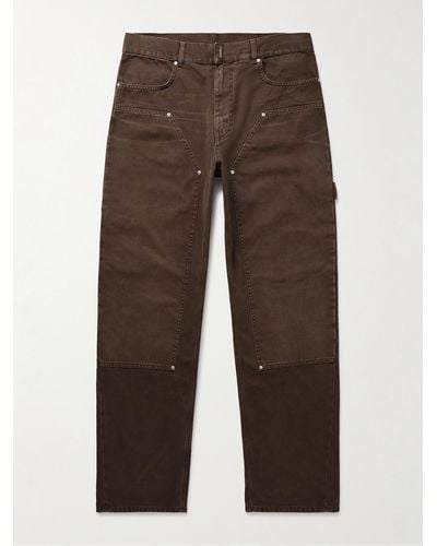 Givenchy Carpenter Straight-leg Cotton-canvas Trousers - Brown