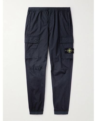 Stone Island Tapered Cotton-blend Cargo Trousers - Blue