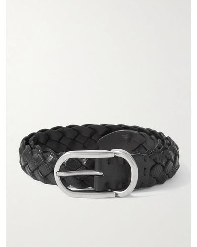 Brunello Cucinelli 3cm Woven Textured-leather Belt - Black