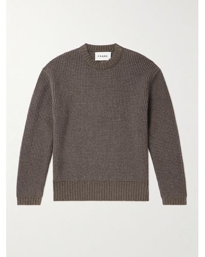 FRAME Waffle-knit Wool Sweater - Grey