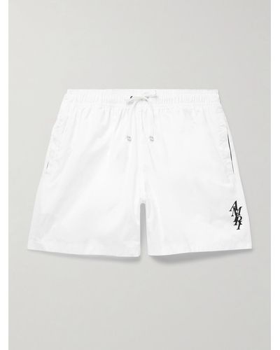 Amiri Straight-leg Mid-length Logo-appliquéd Swim Shorts - White
