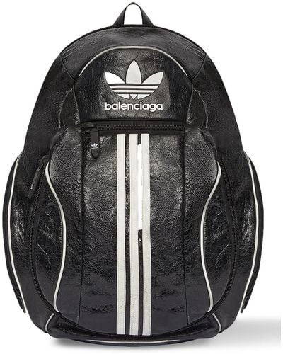 Balenciaga Adidas Logo-print Textured-leather Backpack - Black